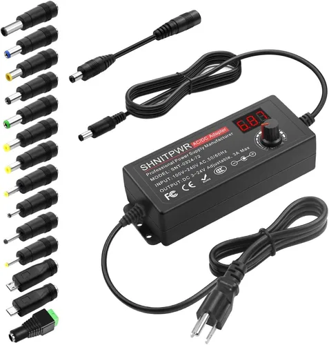 SHNITPWR 3V ~ 24V 3A 72W Fuente de alimentación ajustable DC 3V 5V 6V 9V 12V 15V 16V 18V 19V 20V 24V Adaptador universal variable AC/DC 100V-240V AC