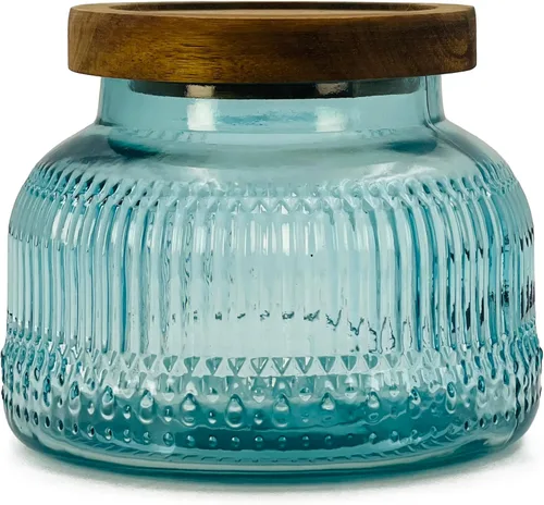 Vista 9 de Recipiente de almacenamiento de alimentos decorativo de vidrio ámbar con tapa hermética de madera 720 ml 2 piezas, recipientes de almacenamiento