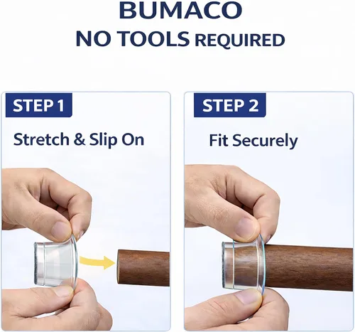 Vista 7 de BUMACO 20 protectores de suelo para patas de silla, protectores de patas de silla para suelos de madera dura, almohadillas de silicona para proteger