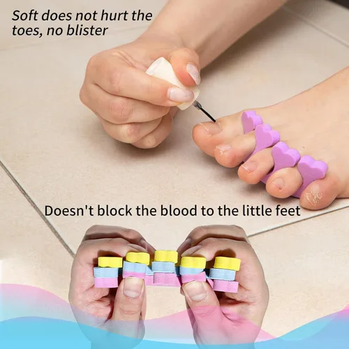 Vista 3 de SUNFATT Separadores de Dedos del Pie de Espuma, Separadores de Dedos para Mujeres, Separadores de Dedos para Pedicura para Separar Uñas de los Pies