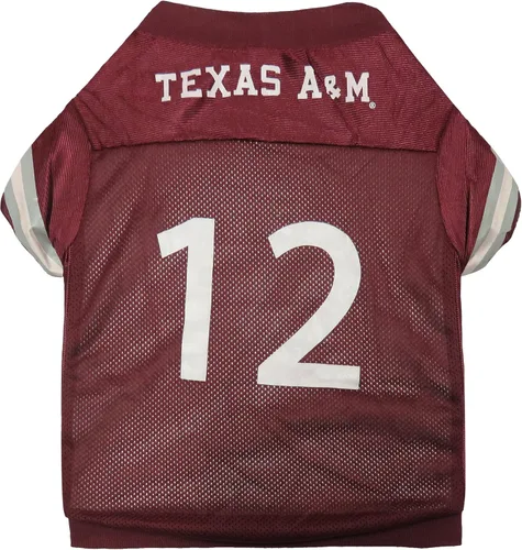 Vista 5 de NCAA TEXAS LONGHORNS - Camiseta de fútbol para perro, talla L, color granate y blanco, a rayas