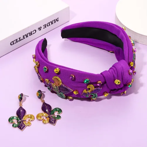 Vista 2 de mokkia Diadema de Mardi Gras para mujer, corona de flor de lis, máscara para carnaval, Mardi Gras, accesorios para fiestas