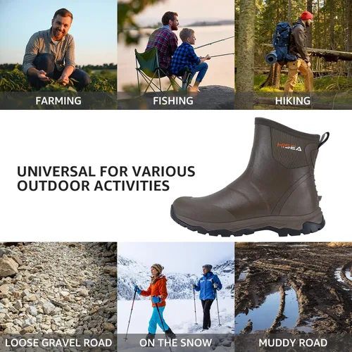 Vista 6 de HISEA Excursion Pro - Botas de lluvia para hombre, altura hasta el tobillo, de neopreno, botas de caza, impermeables, aisladas, para exteriores