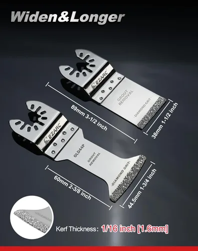 Vista 2 de EZARC Hoja oscilante de diamante, hojas de sierra oscilante de alcance extra largo para herramienta multiusos, para eliminación de lechada, limpieza