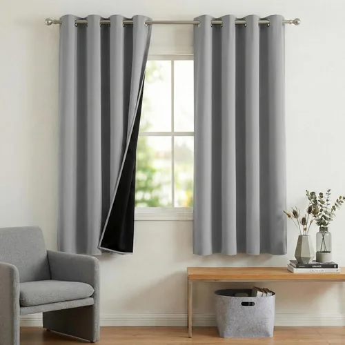 Vista 116 de NICETOWN Cortinas 100% Opacas Cortas de 36 Pulgadas de Largo para Dormitorio, Privacidad Aislamiento Térmico con Ojales Cortinas de Ventana