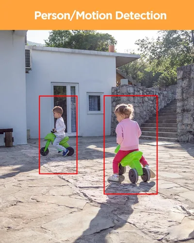 Vista 4 de Sistema de seguridad de 4 cámaras, 4 cámaras IP PoE bullet con cable para exteriores de 5MP con micrófono/audio, detección humana con IA, visión