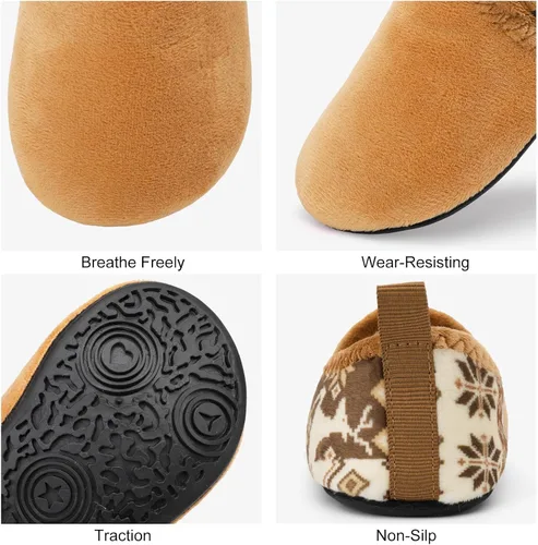 Vista 6 de L-RUN - Pantuflas de casa para niños pequeños y niñas, para interiores, calcetines calientes para niños