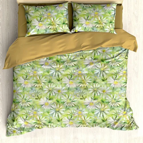Vista 20 de Ambesonne Floral Duvet Cover Set, Creative Graphic Effect Pattern of Asters Garden Branches Flowers, Reversible 3 Piece Bedding Set with 2 Pillow