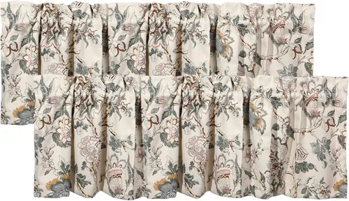 Vista 10 de 2 paneles de cenefas de cortina para ventanas, cenefas opacas de 52 x 18 pulgadas, cenefas decorativas con bolsillos para barra de 1.9 pulgadas