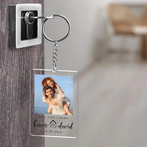 Vista 6 de Llavero de acrílico de foto de pareja personalizada