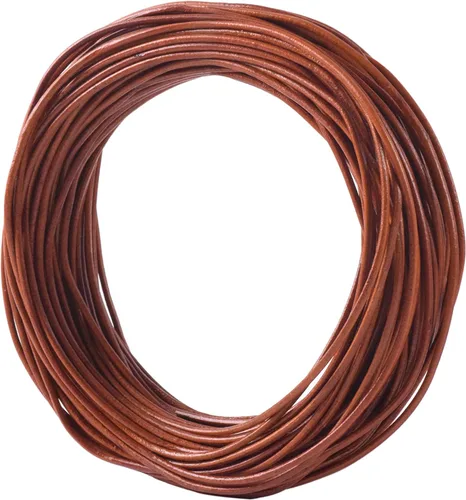 Vista 21 de KONMAY Cordón redondo de cuero real de 0.039 pulgadas, cordón de cuero negro de 25 yardas para hacer joyas, collares, pulseras y manualidades