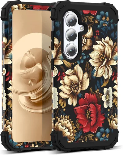 Vista 58 de Funda para Galaxy A14 5G Case, Patrón Floral 3 en 1 Protección Resistente de Servicio Pesado a Prueba de Golpes Parachoques de Goma de Silicona