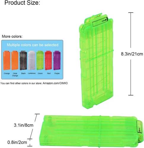 Vista 6 de Clips de bala suaves de 12 dardos de recarga rápida, clips de revista para pistola de dardos de juguete Nerf, 4 piezas (verde)
