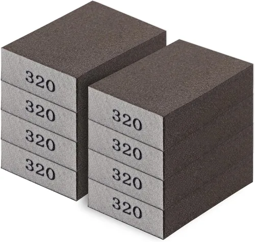 Vista 8 de Romeda Paquete de 8 bloques de papel de lija, esponja de lijado hecha a mano lavable y reutilizable de 100 granos, bloques de papel de lija