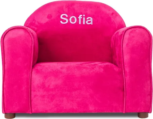 Vista 9 de Silla infantil personalizada, personaliza con nombre, tapicería de microgamuza suave, sillón bordado para niños, marco de madera resistente, fácil