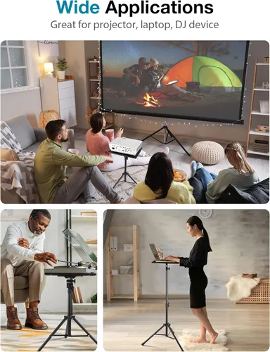 Vista 7 de InnoGear Soporte de trípode para proyector, soporte plegable para laptop, soporte para equipo de DJ, soporte de trípode plegable, altura ajustable