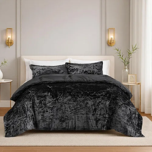 Comfort Spaces Juliette Luxe - Juego de edredón de terciopelo exuberante con reverso de microfibra cepillada suave, juego de ropa de cama de
