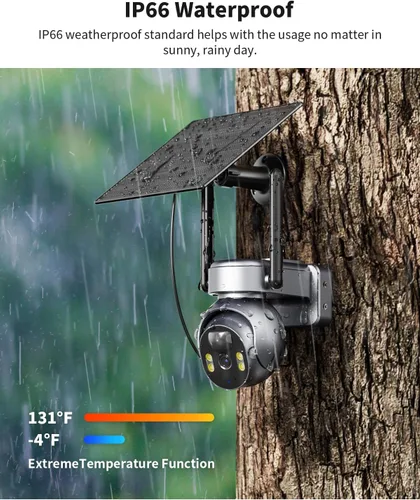 Vista 7 de LIWAN - Cámara de seguridad celular 4G LTE inalámbrica para exteriores, cámara de seguridad solar sin WiFi, cobertura completa de 360°, visión