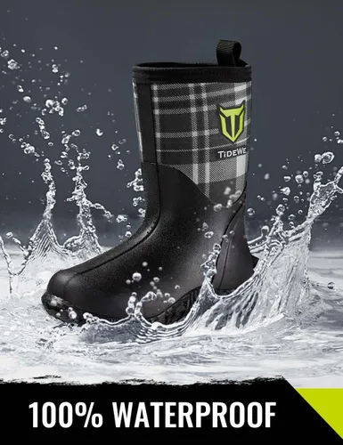 Vista 2 de TIDEWE Botas de goma para mujer, botas de lluvia aisladas de neopreno de 0.217 in con vástago de acero, botas de caza impermeables de media