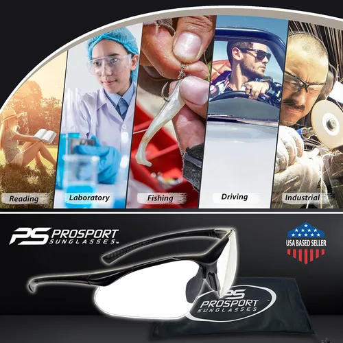 Vista 5 de proSPORT Gafas de seguridad para lector de lentes completas, transparentes o ahumadas, curva envolvente, no bifocales