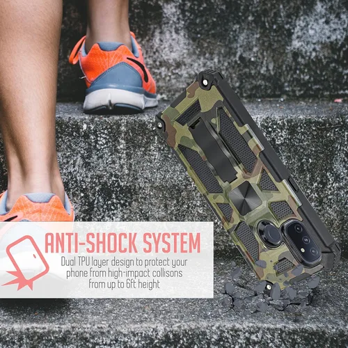 Vista 6 de Funda diseñada para 1+ Nord N100, OnePlus N100 Funda magnética con soporte magnético con vidrio templado, funda protectora de doble capa a prueba