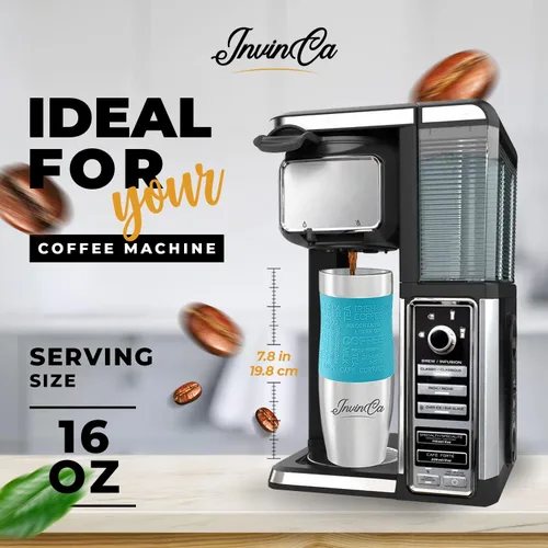 Vista 9 de INVINCEA - Vaso térmico de acero inoxidable aislado al vacío de 16 onzas, taza de viaje para café de doble pared, reutilizable, a prueba