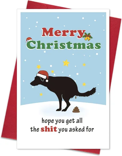 Ogeby Tarjeta de Navidad Divertida de Perro con Sobres, Regalos de Navidad Atrevidos para Amantes de los Perros, Ideas de Regalos de Navidad con