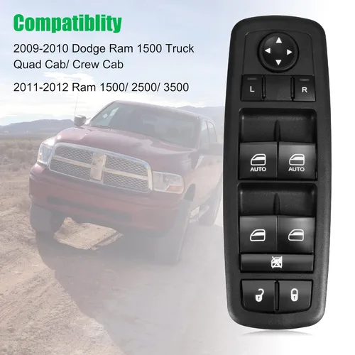 Vista 7 de BASIKER Interruptor de ventana principal del lado del conductor, compatible con Dodge Ram 1500 2500 3500 3500 3pines+9pins, 4602863AB, 4602863AC