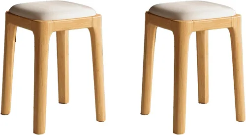 Vista 16 de Wooden Dining Chairs Backless,Kitchen Chairs Stool Stackable,Dining Room Chair with PU Leather Cushion,Square Living Room Chair for Kitchen, Dining