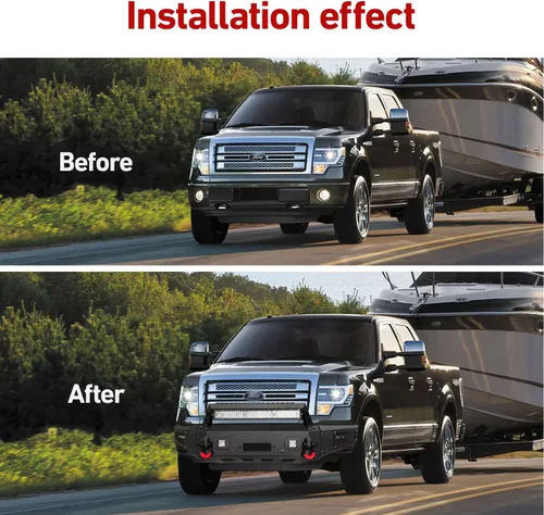 Vista 2 de Textura de parachoques delantero y trasero negro compatible con F150 2009 2010 2011 2012 2013 2014 (excluyendo Raptor y Ecoboost) con placa