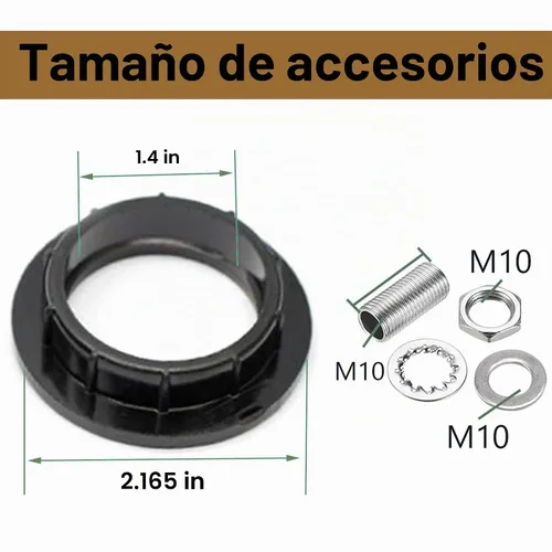 Vista 3 de Enchufe de luz E26 E27, soporte de lámpara de base mediana roscada de baquelita con anillo de sombra, base media fenólica E26 con cable de 6