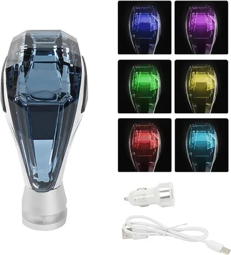 Vista 7 de Pomo de palanca de cambios universal con luz LED de cristal para Toyota