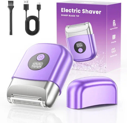 Maquinilla de afeitar eléctrica inalámbrica para mujeres, maquinilla de afeitar eléctrica de viaje con pantalla LED, afeitadora recargable para el