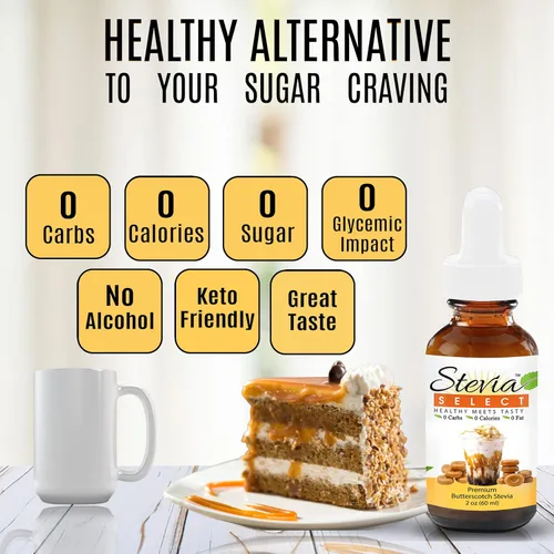 Vista 6 de Stevia Drops Butterscotch, English Toffee, & Vanilla Stevia Select Keto Coffee Sugar-Free Stevia Flavors Bundle (3) Pack