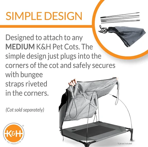 Vista 5 de K&H Pet Products Toldo elevado para perro para exteriores, toldo refrescante para mascotas, lavable, resistente al agua, diseñado para adaptarse a