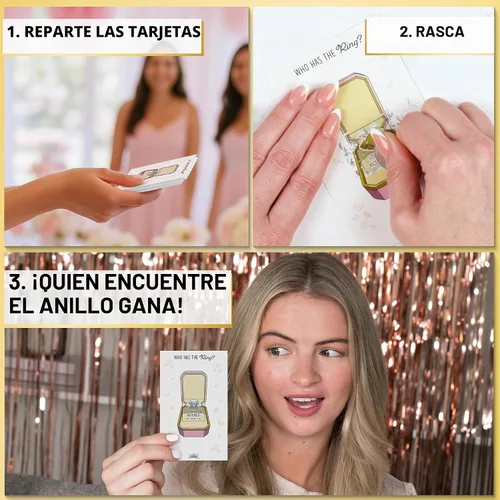 Vista 4 de Who Has The Ring - Juego de rascar para despedida de soltera - Divertidas frases perdidas en las tarjetas de boletos - Fácil de jugar - Divertida