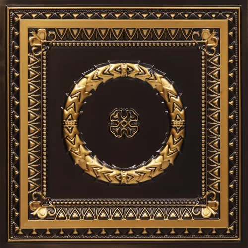 From Plain To Beautiful In Hours 210 Laurel Wreath - Azulejos de techo de PVC de 2 x 2 pies, paquete de 10, oro antiguo, 10 unidades