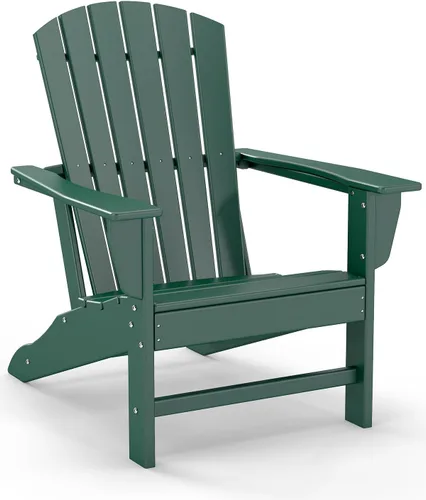 Vista 31 de GREENVINES Juego de 4 sillas Adirondack Plástico HDPE de grano de madera Silla de gran tamaño para hoguera Para todo tipo de clima Marrón