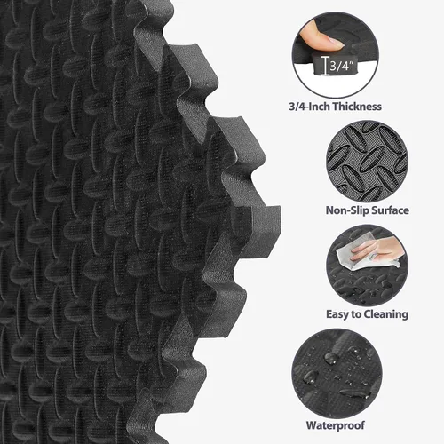 Vista 3 de Tapete de ejercicio de rompecabezas de 24 azulejos de 3/4 pulgadas, extra grueso, entrelazado, espuma EVA, tapete protector para el suelo
