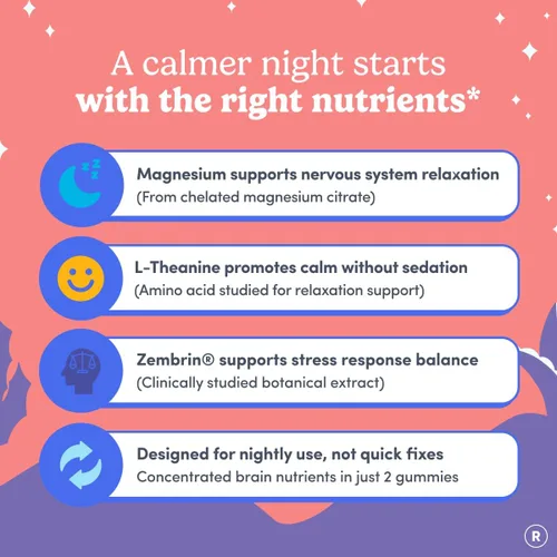 Vista 4 de First Day Gomitas de magnesio calmantes Nighttime Reset para mujer – Ayuda para dormir apoya el descanso pacífico, estado de ánimo equilibrado