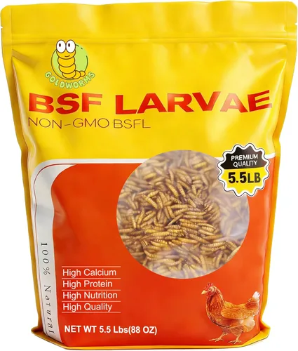 Larvas secas de mosca soldado negro de 5.5 libras, 85 veces más alimento de pollo con calcio que los gusanos de la harina, BSF 100% natural sin OMG,