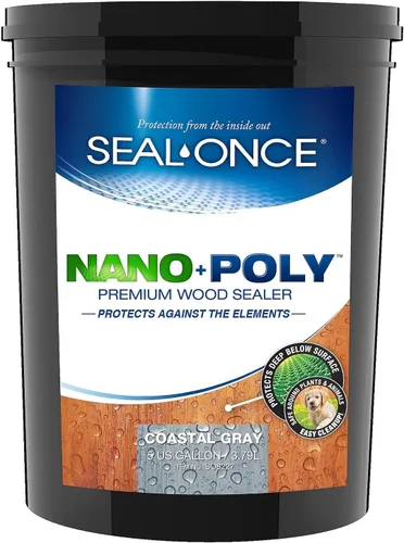 Vista 11 de Sellador Seal-Once Nano+Poly de madera penetrante con poliuretano, sellador impermeable de alta calidad, 1 galón, negro