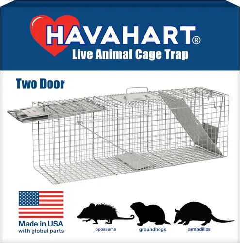 Havahart Large 2 Door Humane Catch and Release Live Animal Trap for Armadillos, Beavers, Bobcats, Small Dogs, Cats, Foxes, Groundhogs, Nutria,
