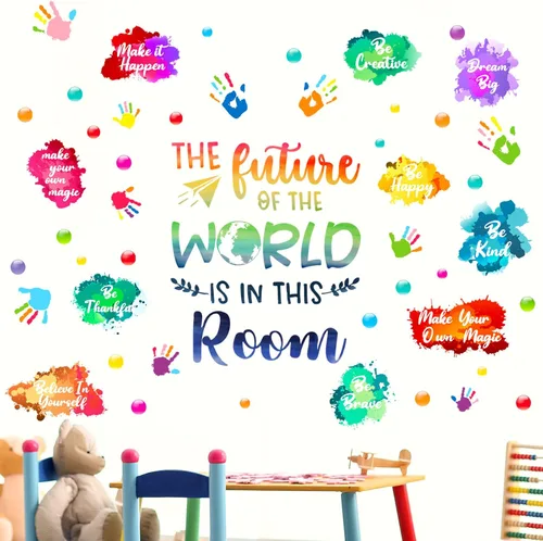 Leinuosen Calcomanías de Pared para Niños Aula Calcomanías Inspiradoras Coloridas Guardería Sala de Juegos Decoración de Pared Pegatina de Dicho