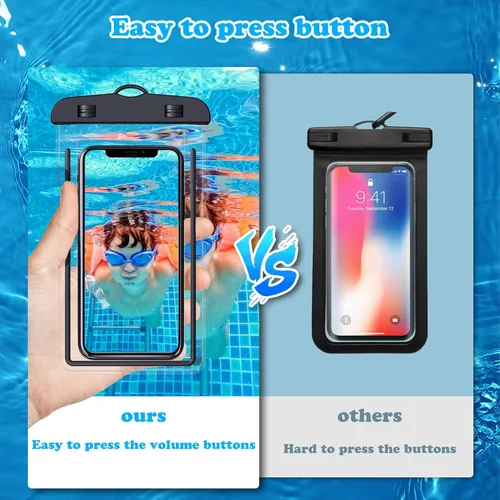 Vista 5 de LEMESO Funda impermeable, bolsa seca impermeable para teléfono celular, perfecta para navegación, natación, esnórquel, kayak, playa, popa, paquete