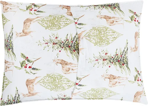 Vista 6 de C&F Home Reindeer Tracks - Juego de edredón reversible de algodón de 3 piezas, color rojo, verde y blanco, a rayas en acuarela, lavable a máquina