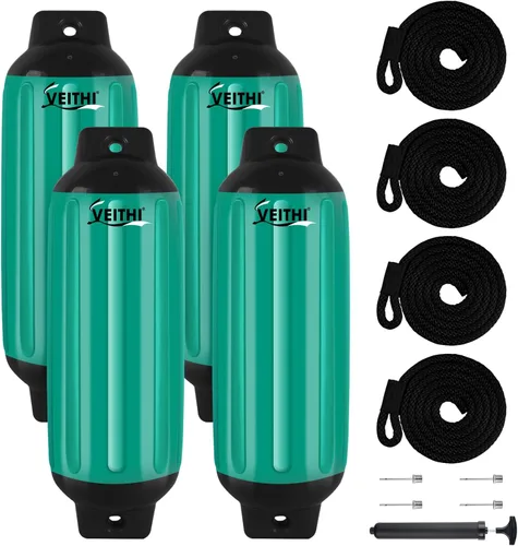 Vista 41 de Juego de 4 guardabarros para barco de 4.5/5.5/6.5/8.5/10/16 pulgadas, parachoques de vinilo con ojos gemelos acanalados, parachoques para barco