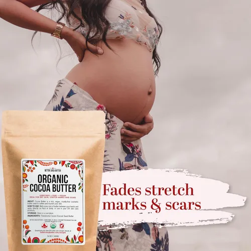 Vista 3 de Manteca de cacao orgánica cruda sin refinar - Grado alimenticio Certificado por USDA - para cicatrices, crema para estrías - 100% manteca de cacao