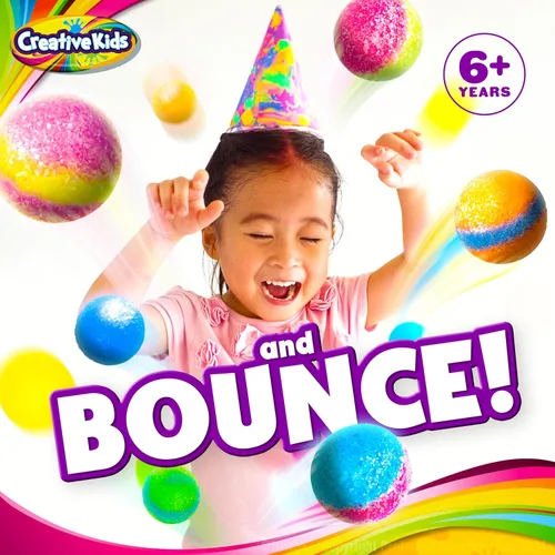 Vista 3 de Creative Kids Magic Bouncy Balls – Juguetes STEM DIY – Kit de ciencia para niños – 25 bolsas multicolor y 5 moldes para hasta 43 bolas