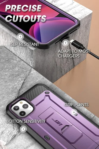 Vista 6 de SUPCASE Funda para iPhone 11 Pro Max con protector de pantalla (Unicorn Beetle Pro), [soporte integrado y clip para cinturón] Funda protectora